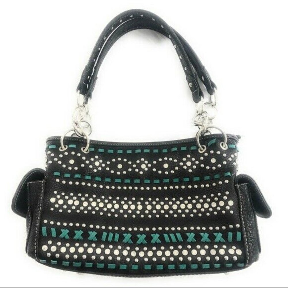(Sold)Montana West Silver Turquoise Studded Purse - Picture 1 of 7